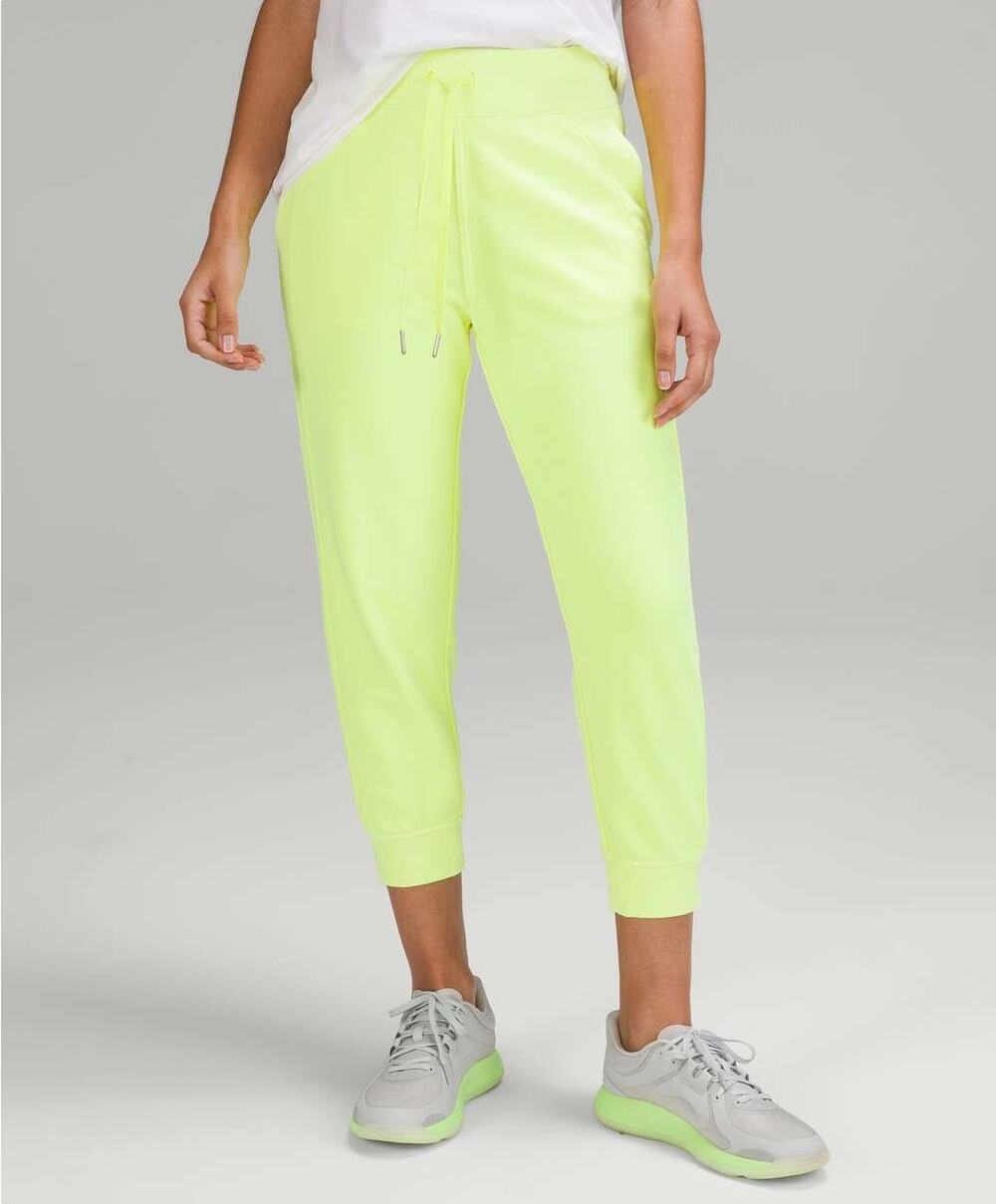 NWT Lululemon Scuba High-Rise Cropped Jogger Pants Size 0 Neon Yellow Lounge
